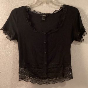 Forever 21 black lace crop top
